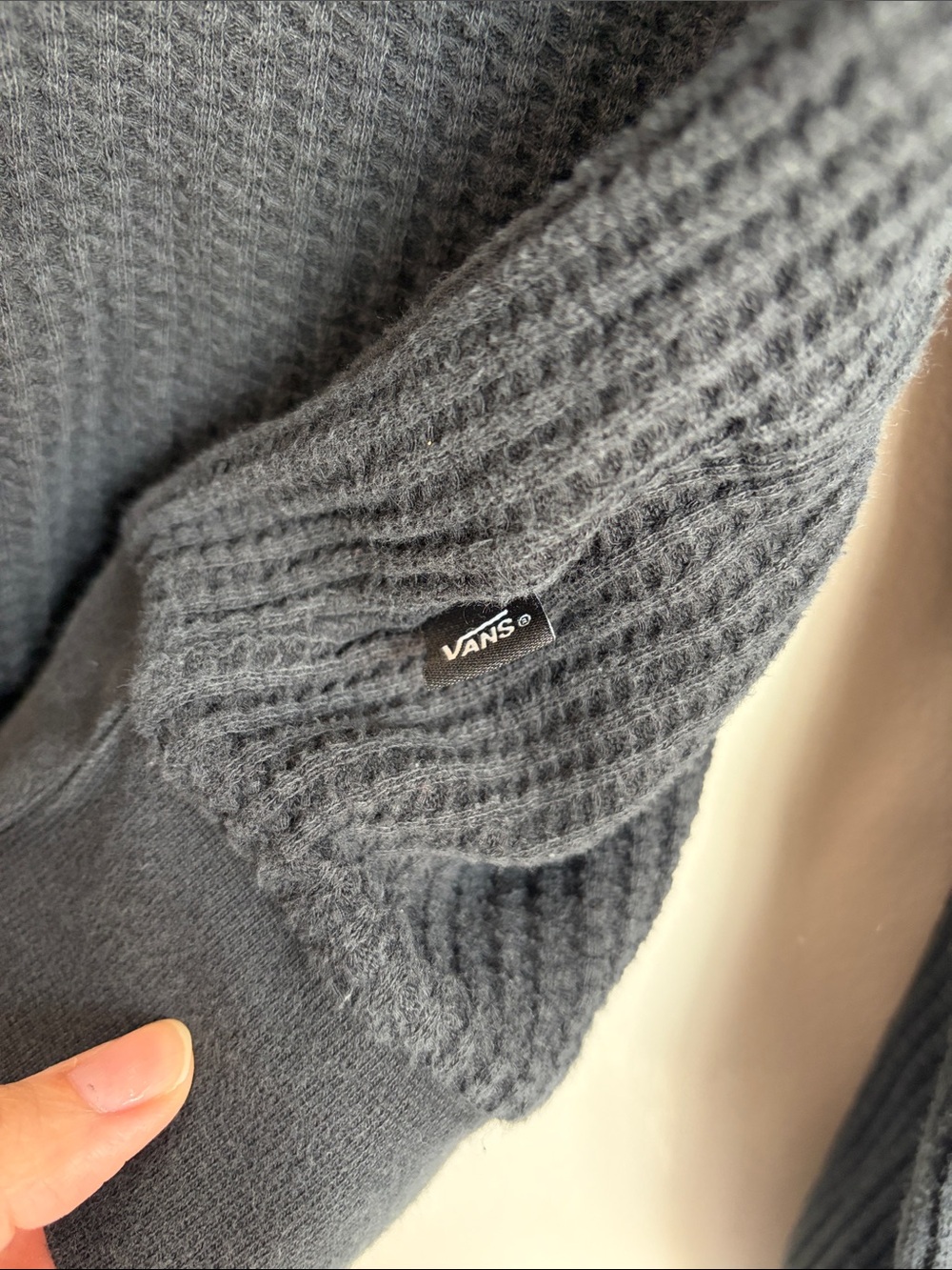Vans Women's Black Waffle Henley Cropped Pullover - Picture 4 of 10
